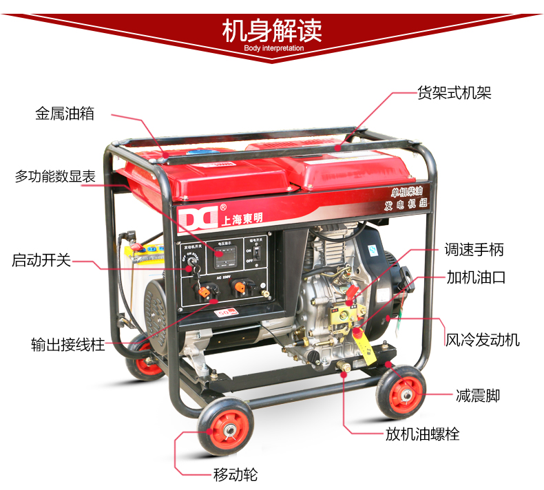 單相5kW柴油發(fā)電機機身解讀