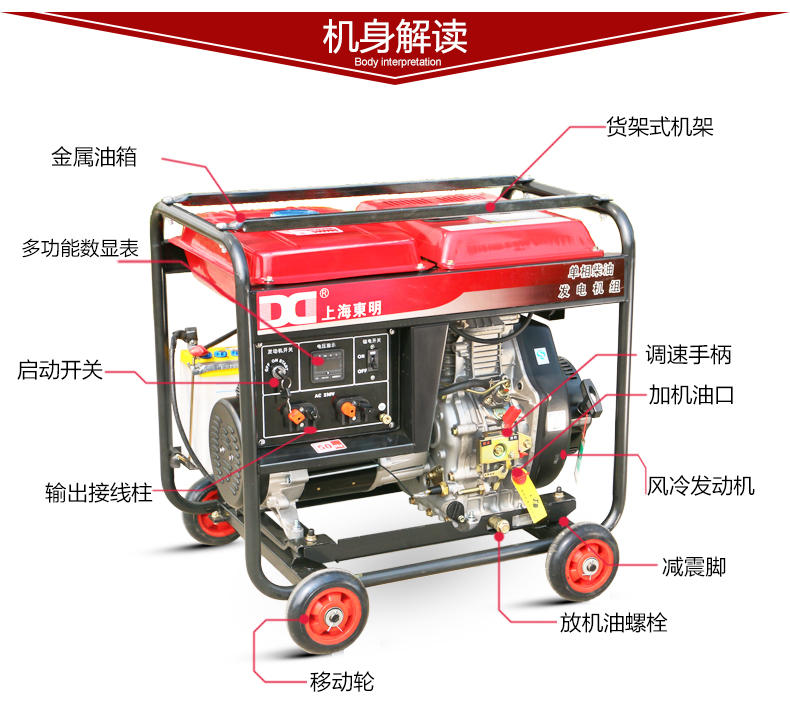 單相6kW柴油發(fā)電機機身解讀