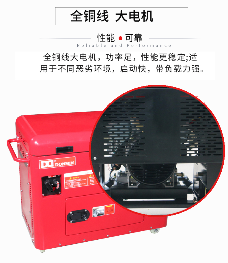 6KW低噪音汽油發(fā)電機組特點